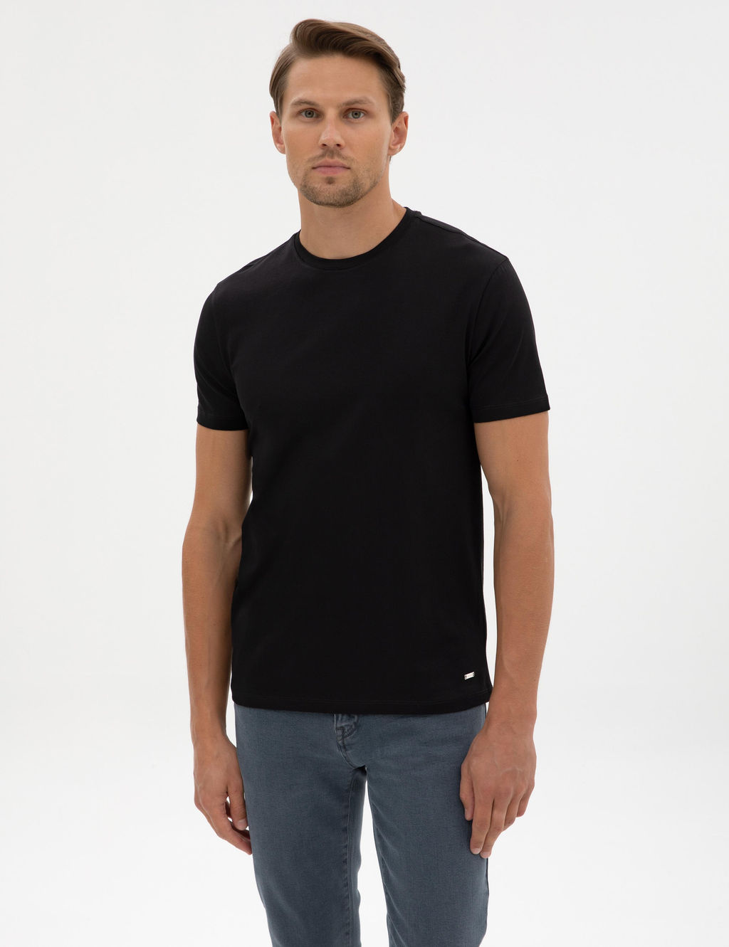 Siyah Slim Fit Basic Ti__rt