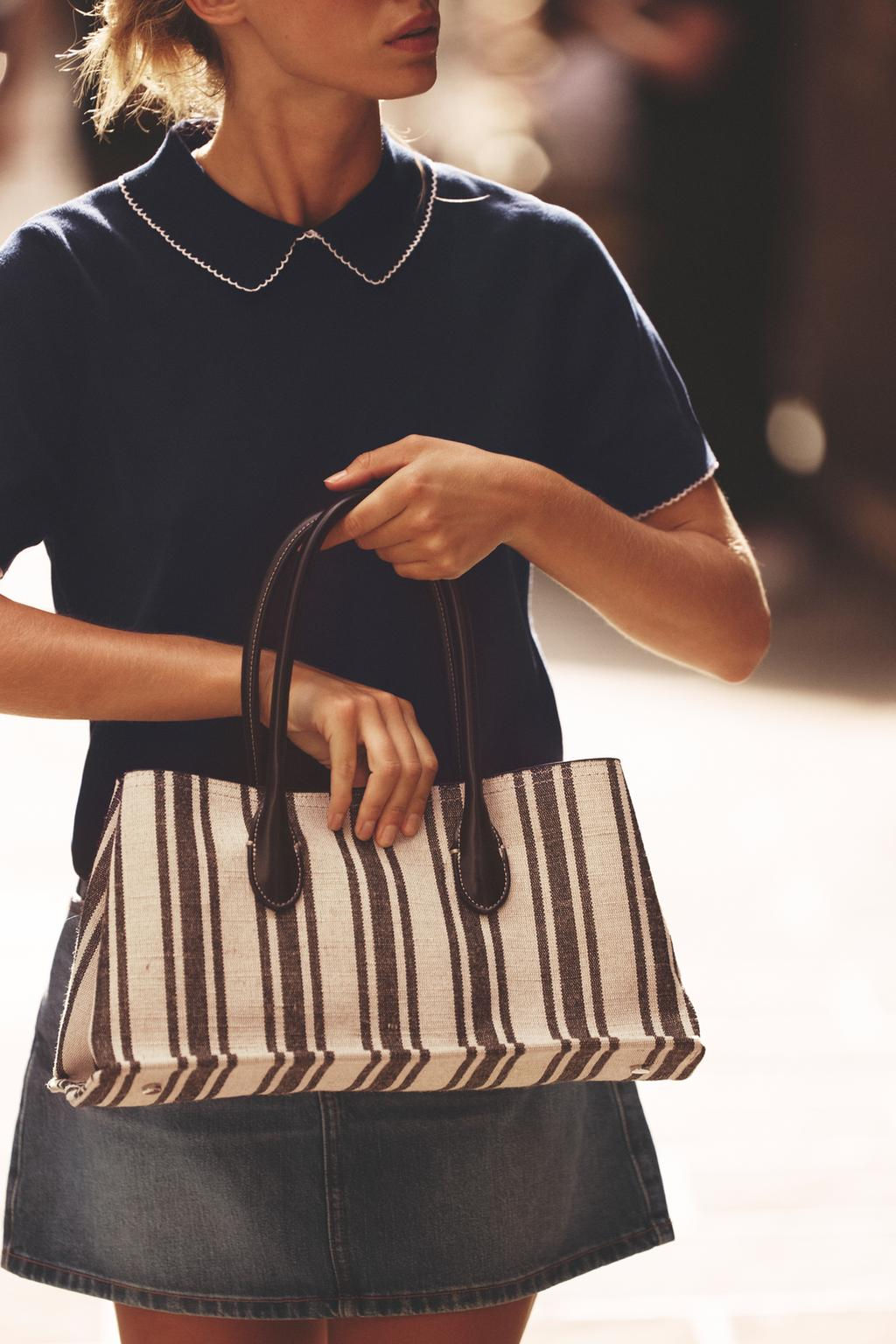 STRIPED CANVAS TOTE BAG - Zara фото 2