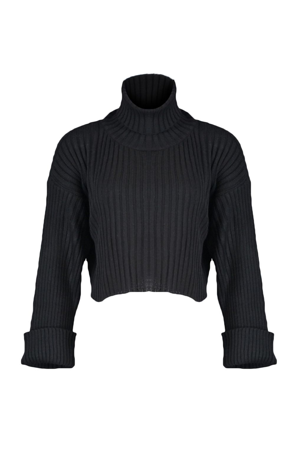 Siyah Crop Basic Triko Kazak TWOAW22KZ0223