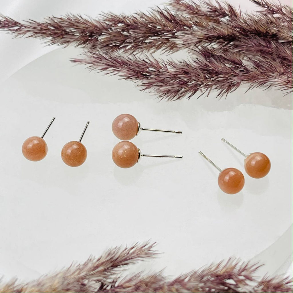 Серьги-пусеты с Лунным камнем - Радуга самоцветов фото 4