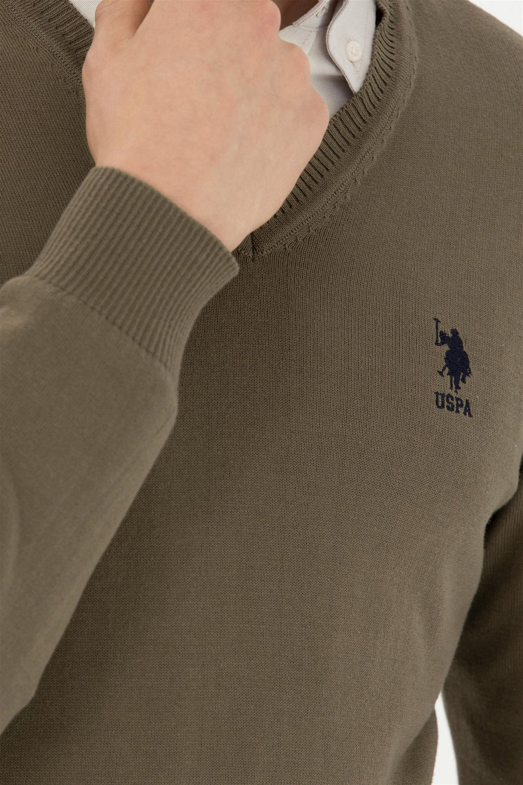 Мужской базовый свитер цвета хаки - U.s. polo assn фото 7