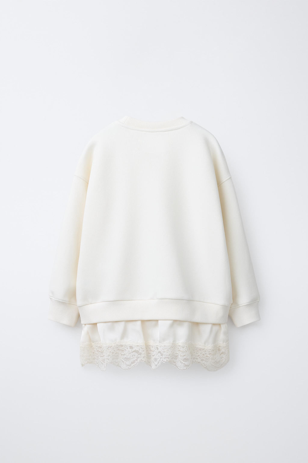 SUDADERA COMBINADA ENCAJE / Crudo - Zara фото 3