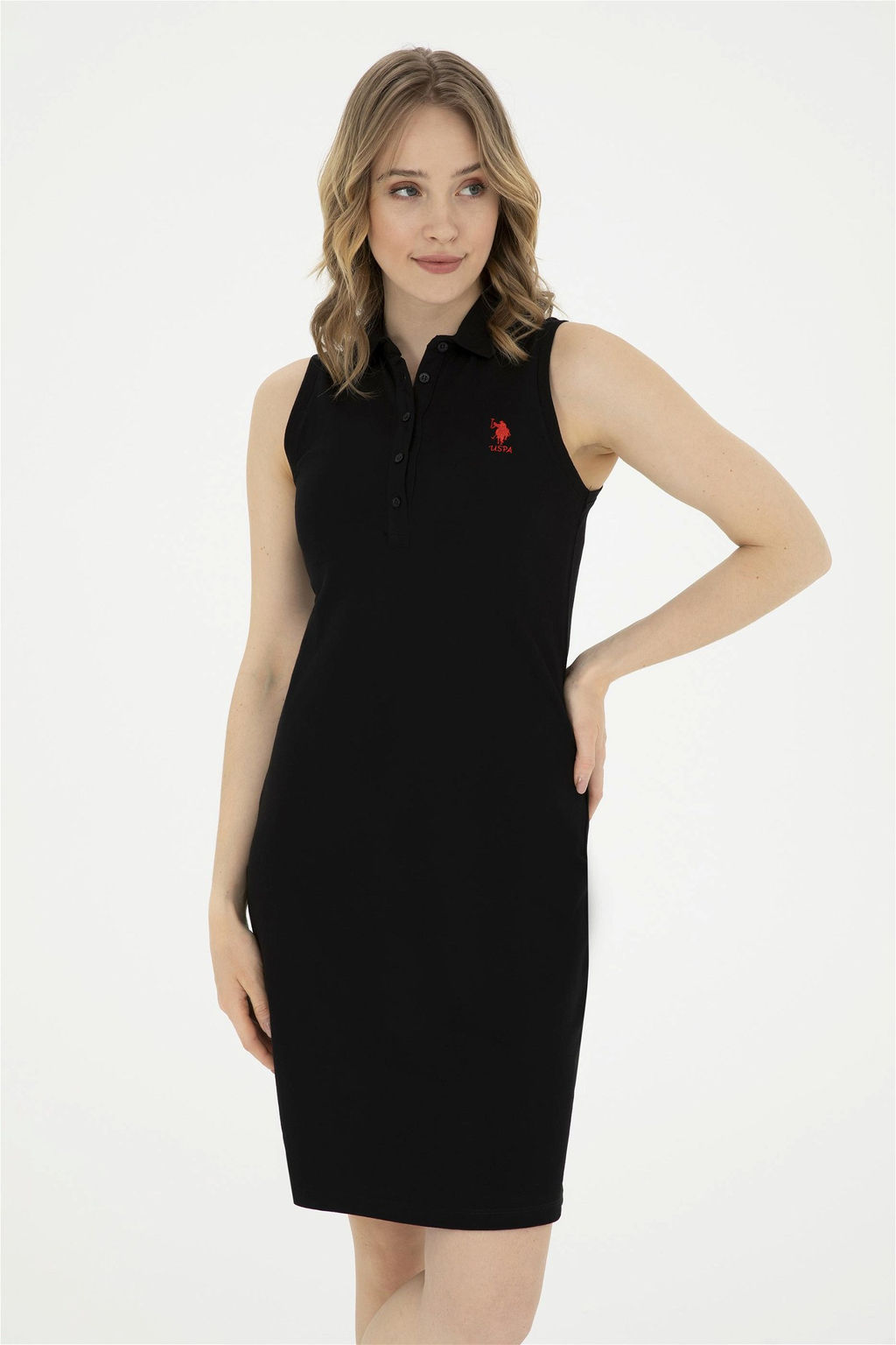 Женское черное трикотажное платье - U.s. polo assn фото 3