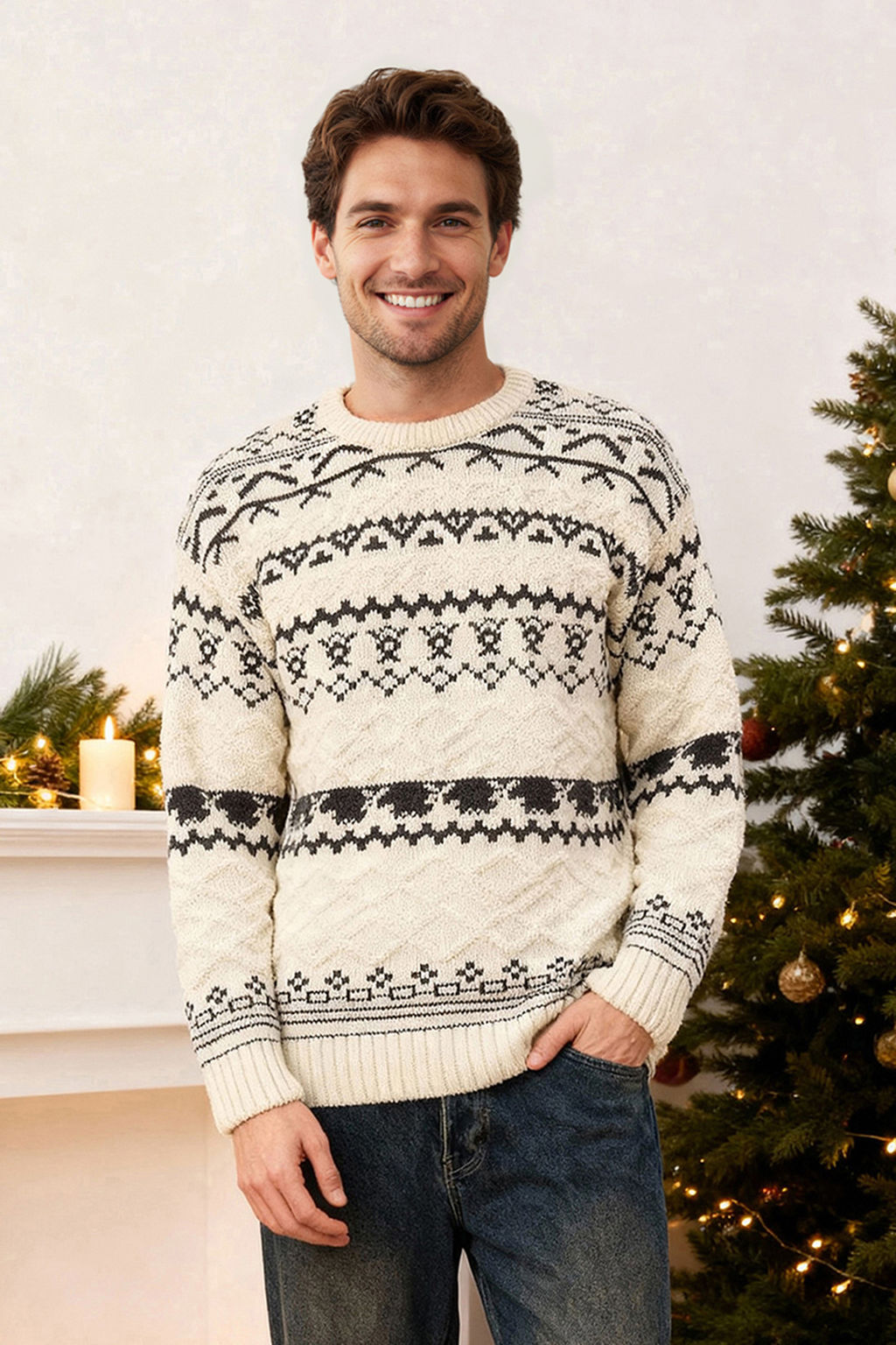 Ekru Regular Bisiklet Yaka Y?lbas? Kazak TMNAW26KZ00004 - Trendyolmilla фото 9