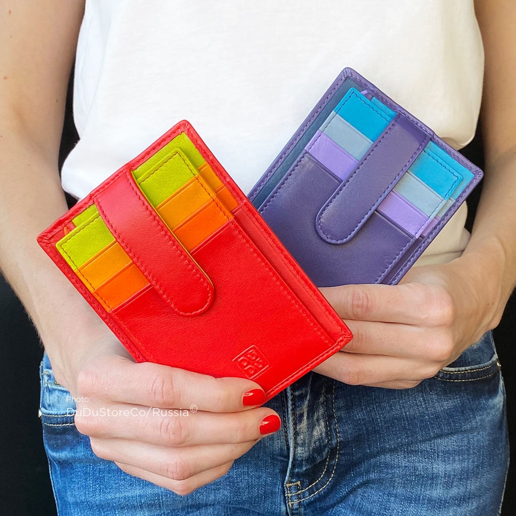 Итальянский кожаный кардхолдер DuDu серии Timor | лиловый - Dudubags фото 6