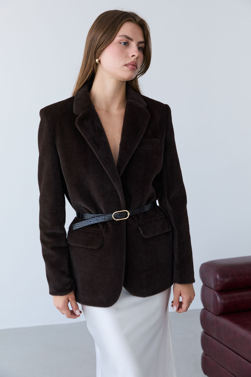 Kahverengi Kemerli T_yl_ Ka_e Regular/Normal Kal_p Blazer Blazer Ceket TWOAW26BC00041 - Trendyolmilla фото 3