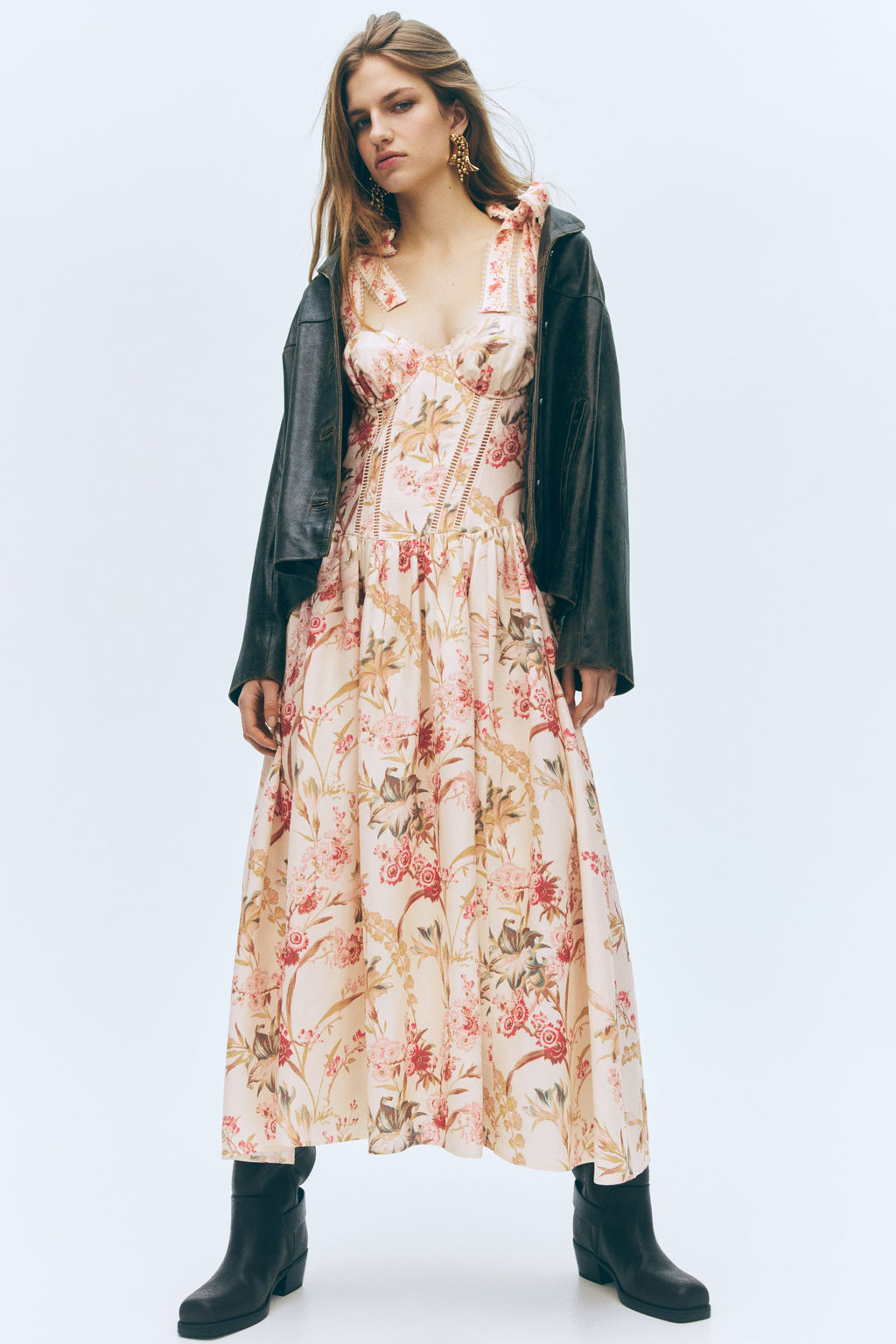 Vestido en mezcla de lino con tirantes de lazo - H&m фото 3