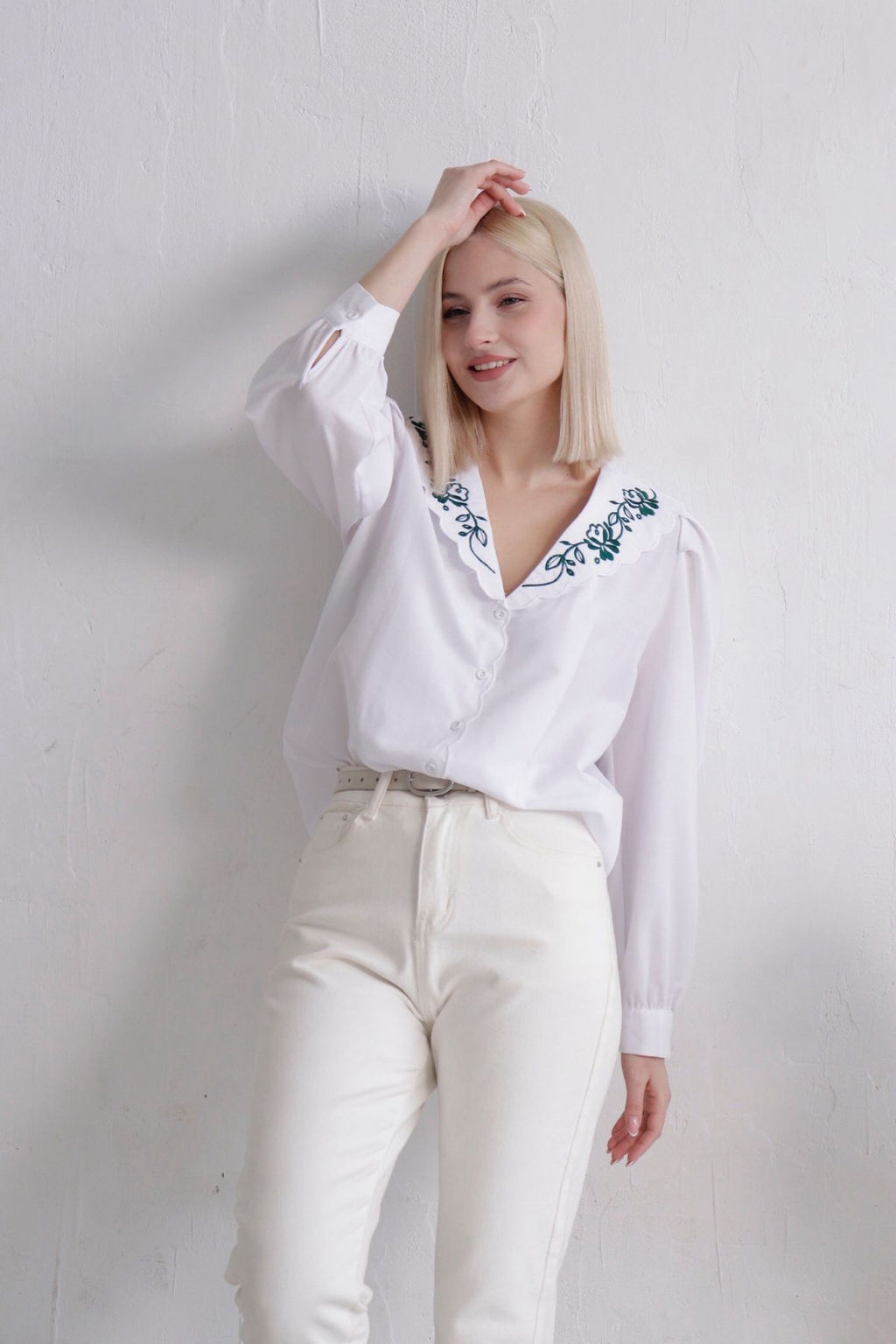 Блуза с вышивкой белая - Martichelli фото 8