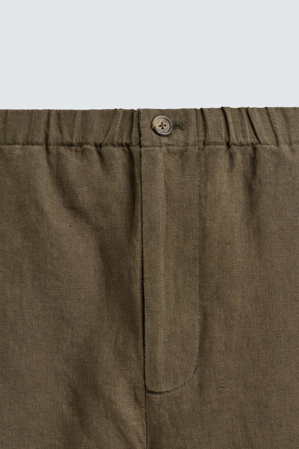 PANTAL?N RELAXED FIT 100% LINO / Khaki oscuro