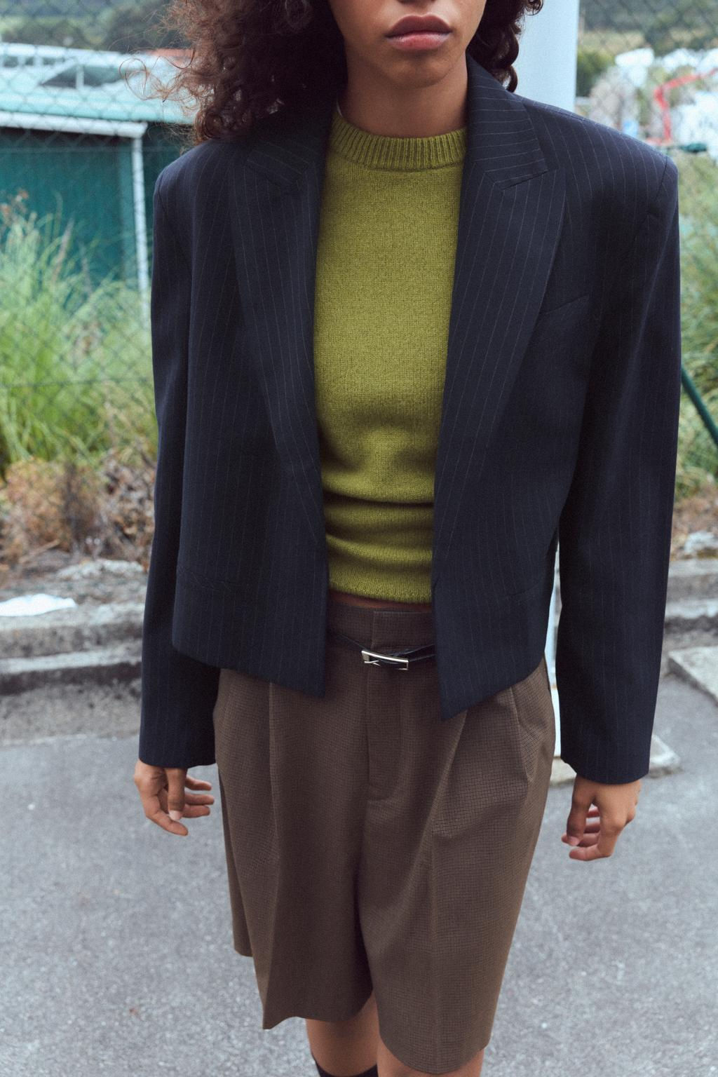 OVERSIZE PINSTRIPE CROPPED BLAZER - Zara фото 5