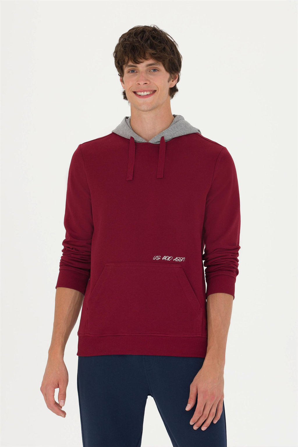U. S. Polo Assn Мужская бордовая красная толстовка с капюшоном - U.s. polo assn фото 3