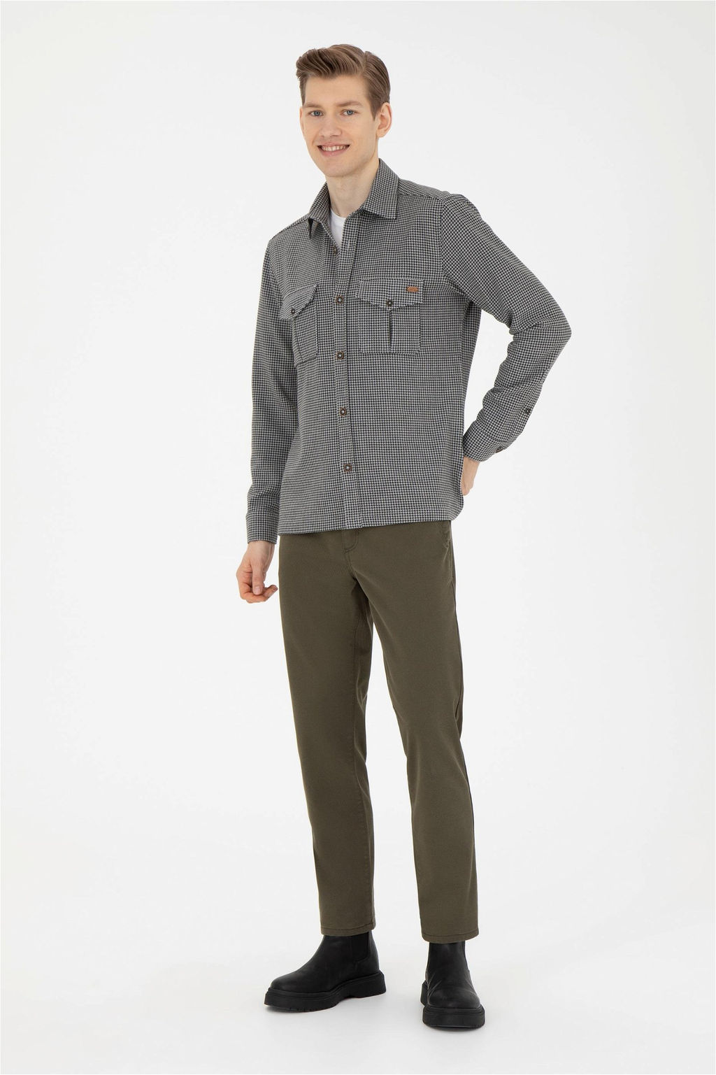 Мужская рубашка антрацитового цвета с длинным рукавом - U.s. polo assn фото 4