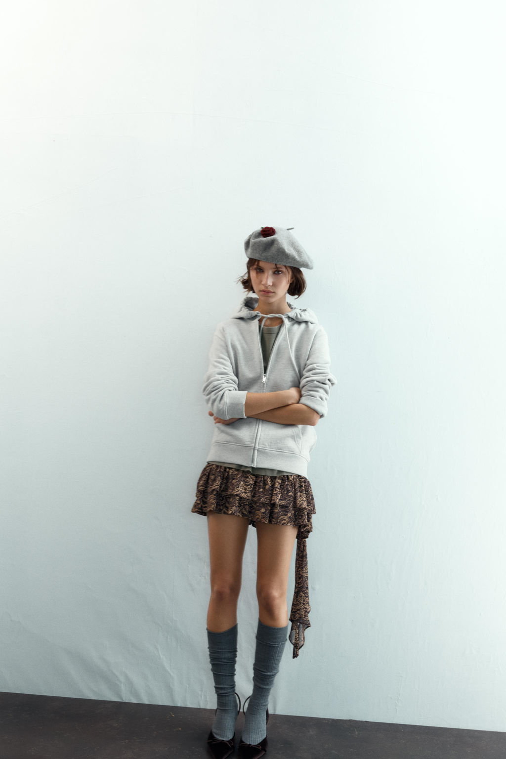 100% WOOL BERET WITH FLOWER - Zara фото 3