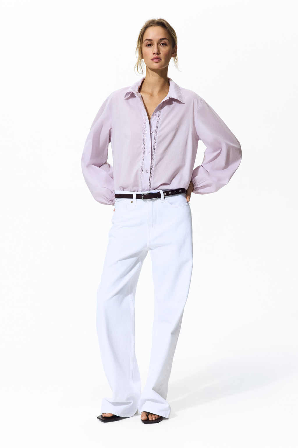 Camisa de algod?n con ribete de encaje - H&m фото 5