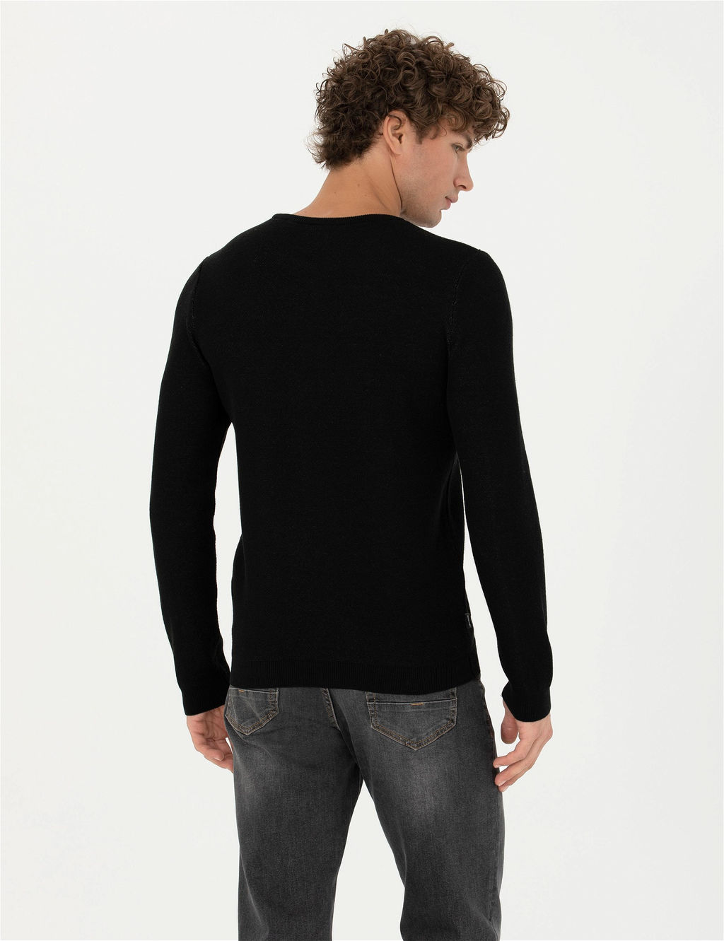 Siyah Slim Fit Bisiklet Yaka Triko Kazak - Pierre cardin фото 5