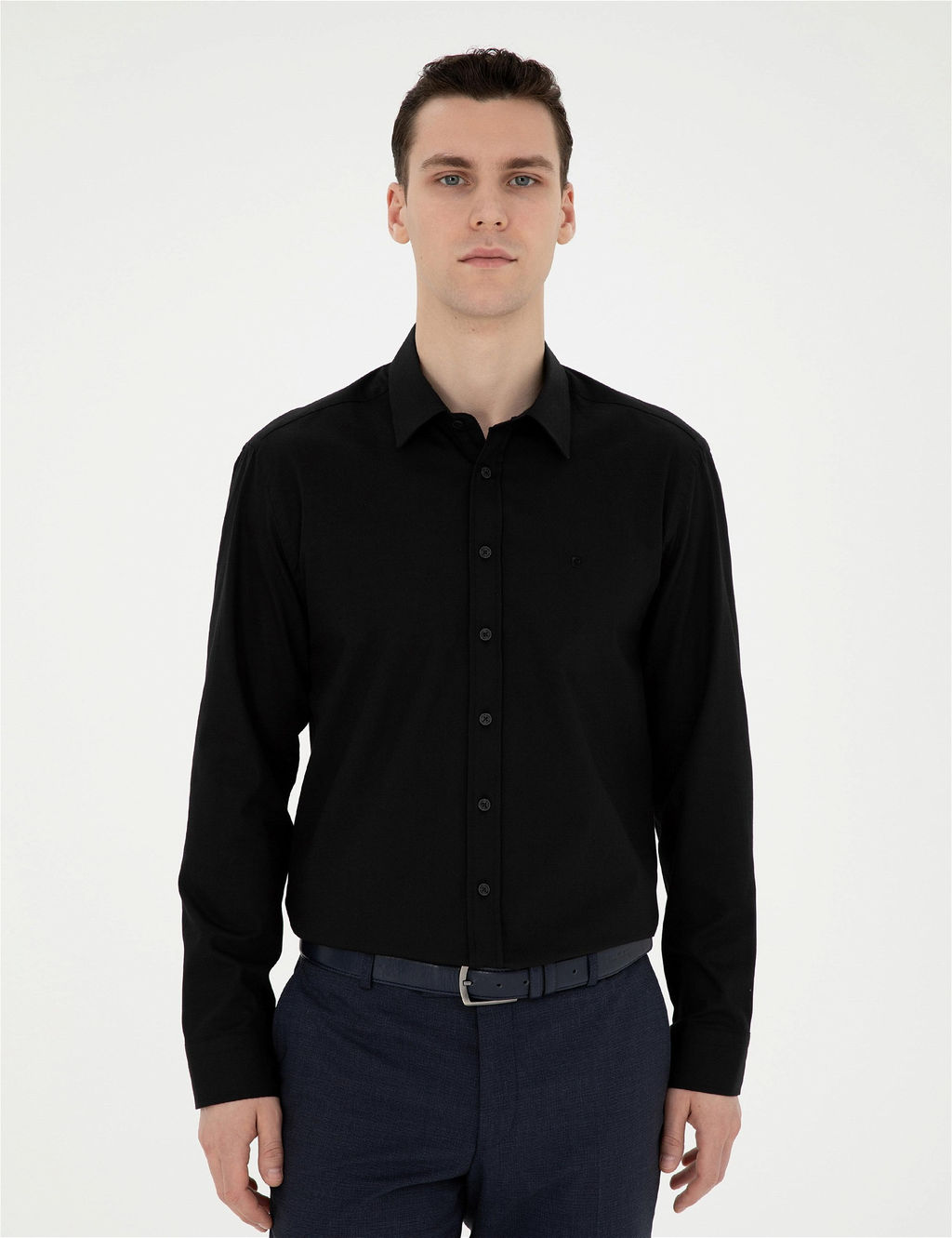 Siyah Regular Fit Uzun Kollu G_mlek
