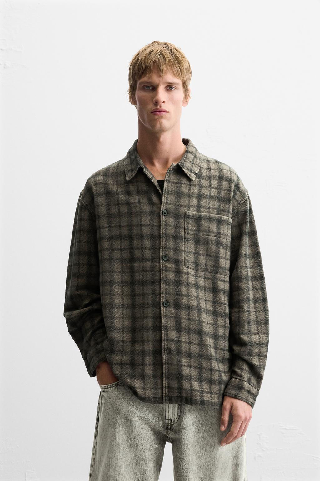 CHECK PIERCING OVERSHIRT - Zara фото 2