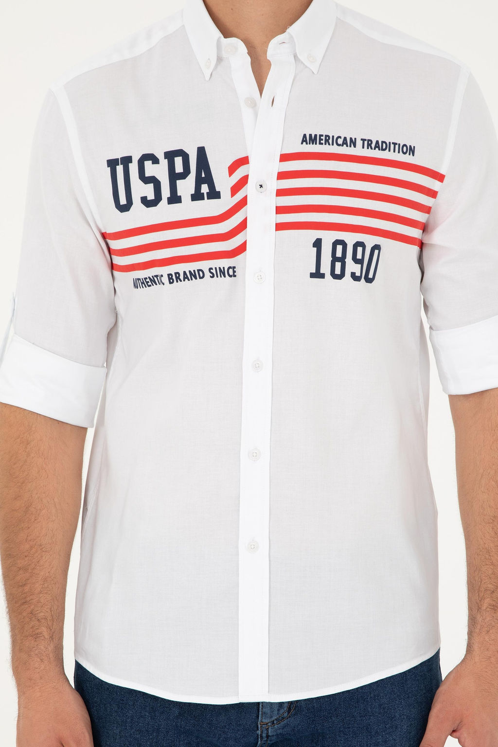 Мужская белая рубашка с длинным рукавом - U.s. polo assn фото 6