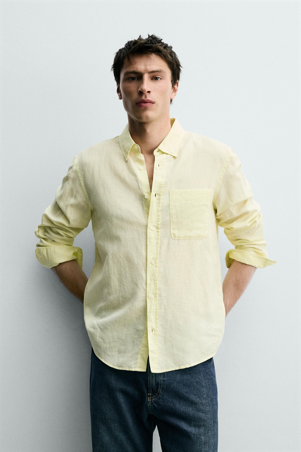 CAMISA REGULAR FIT LINO - ALGOD?N / rayas - Zara фото 2