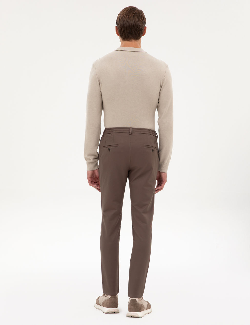 Vizon Beli Lastikli Kordonlu Klasik Jogger Pantolon