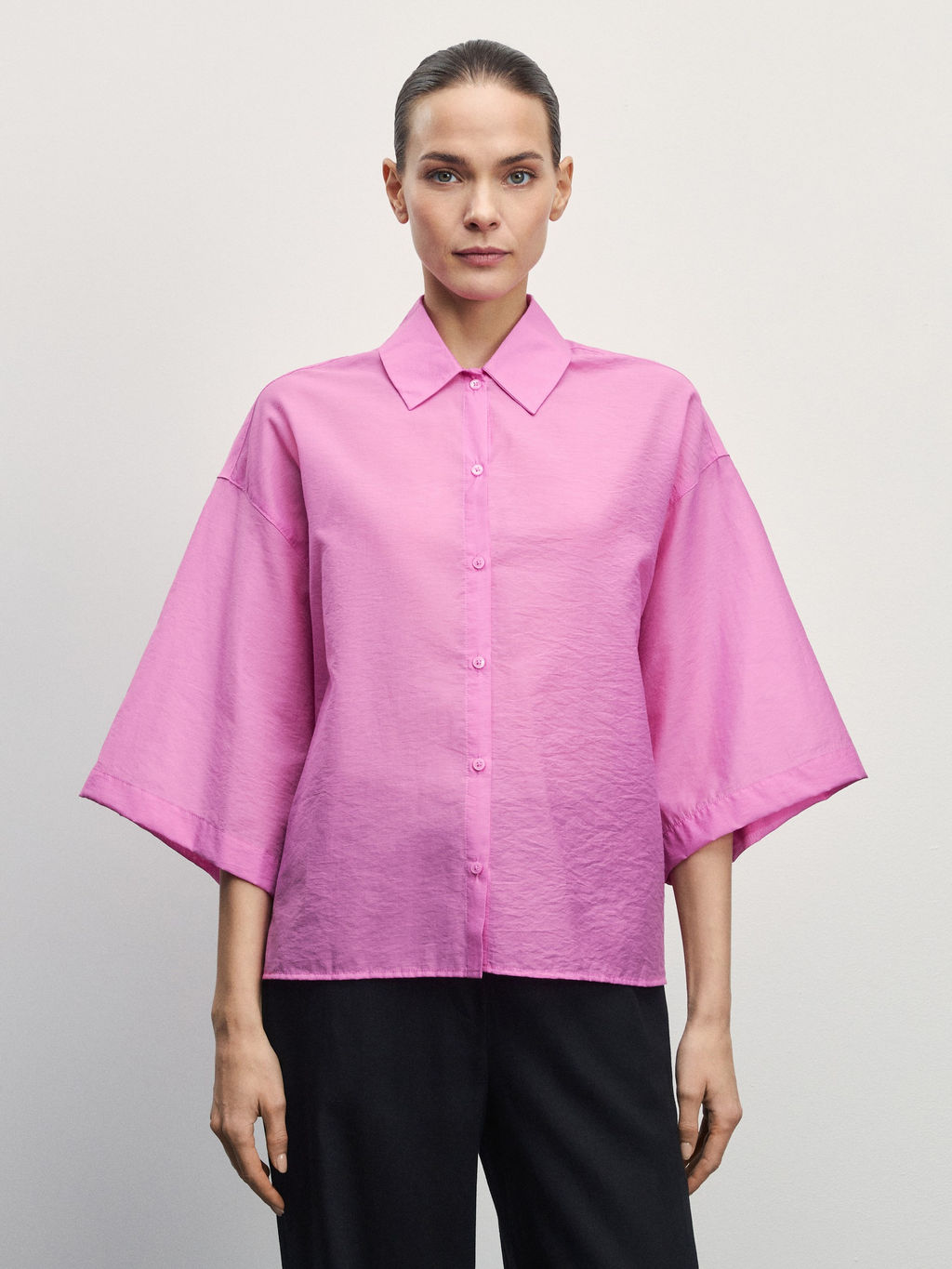 Рубашка из хлопка с коротким рукавом / Zarina  фото 3