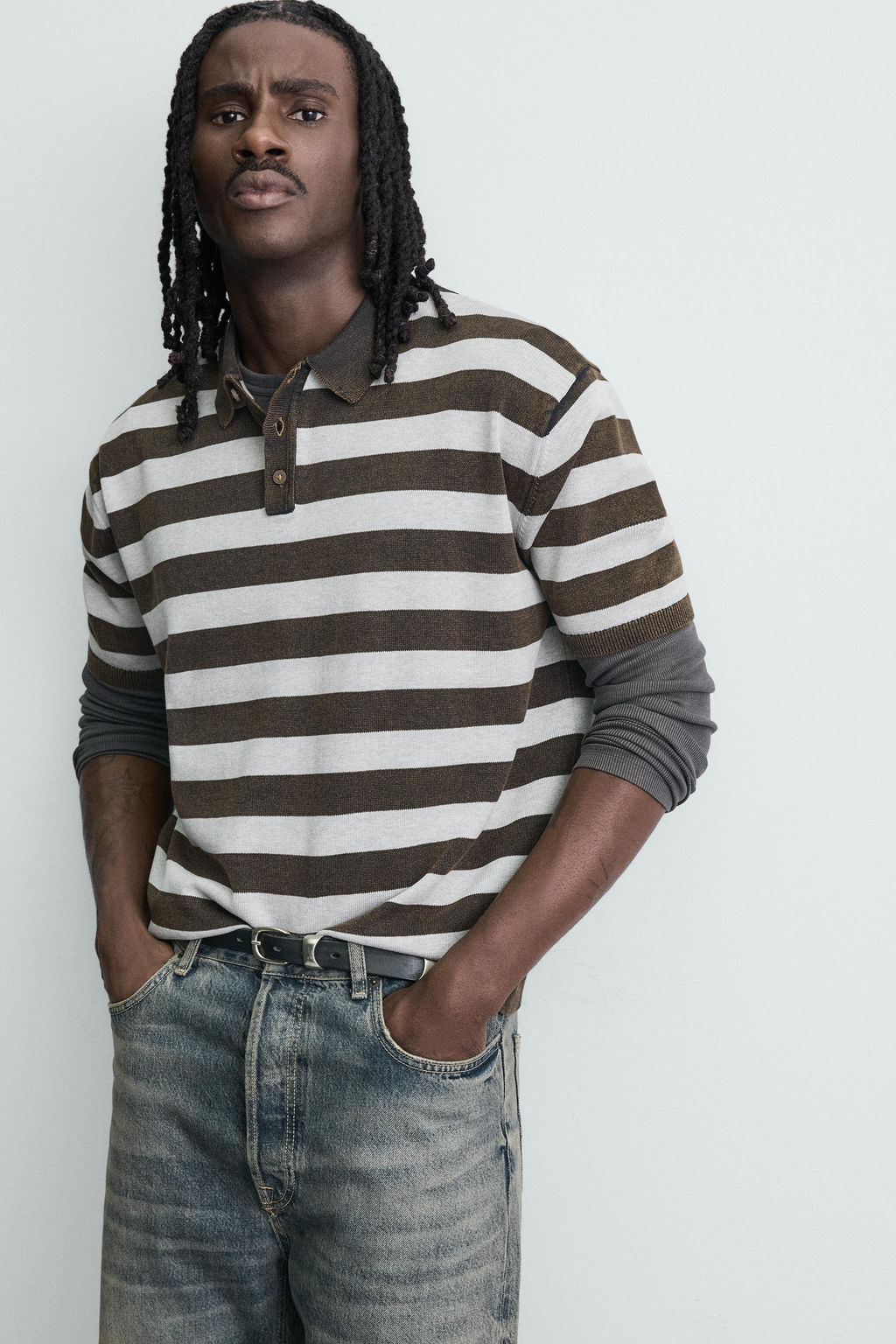 POLO PUNTO JACQUARD RAYAS / Marr?n