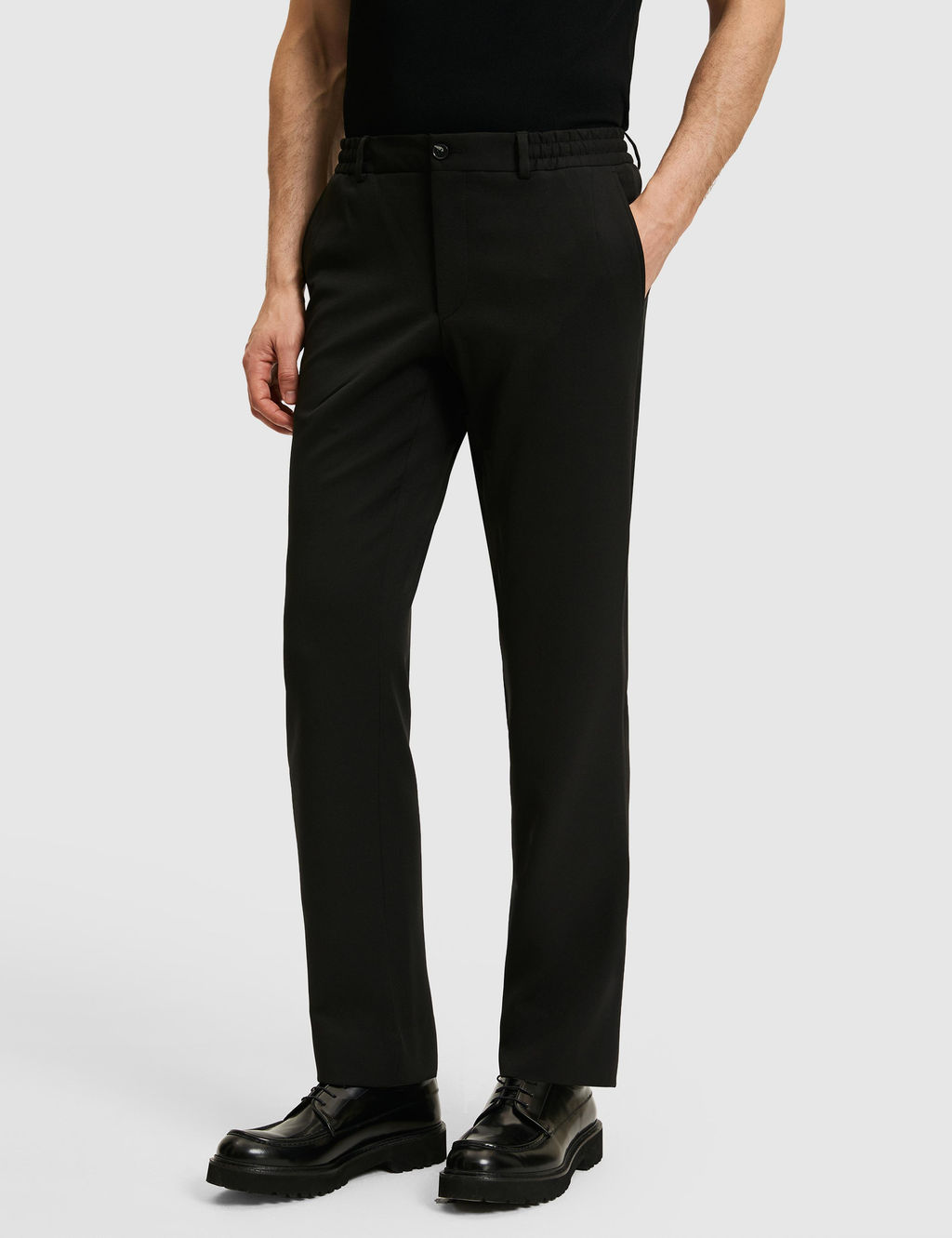 Siyah Slim Fit Beli Lastikli Pantolon