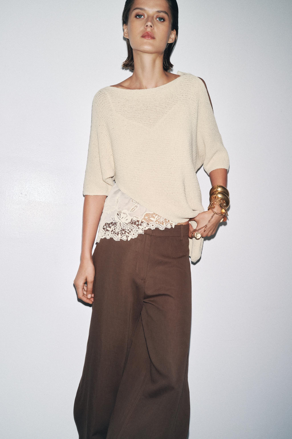ASYMMETRIC COMBINED KNIT TOP - Zara фото 4