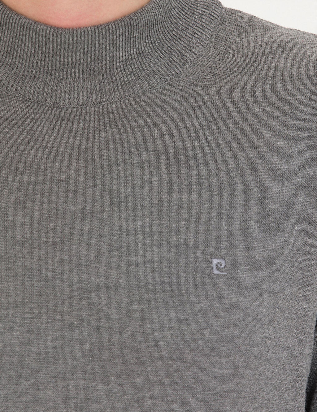 Gri Melanj Slim Fit Yar_m Bal_k__ Yaka Basic Triko Kazak - Pierre cardin фото 7