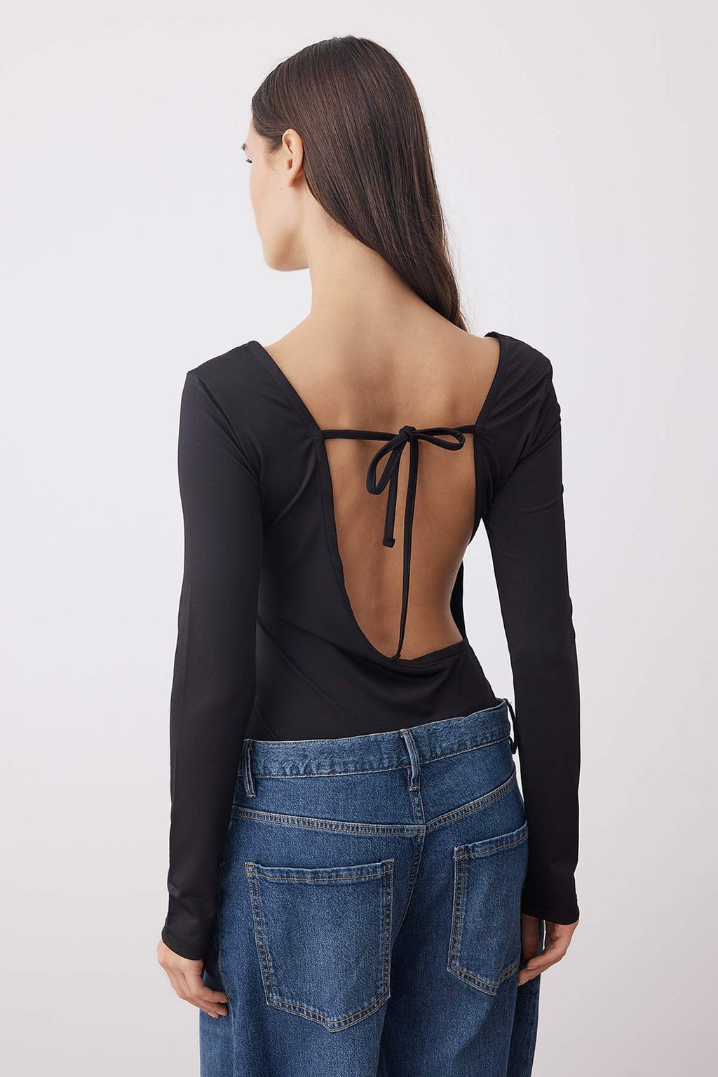 Siyah Fitted Asimetrik Yaka Detayl? C?tc?tl? Esnek Orme Body TWOAW26BD00008 - Trendyolmilla фото 4