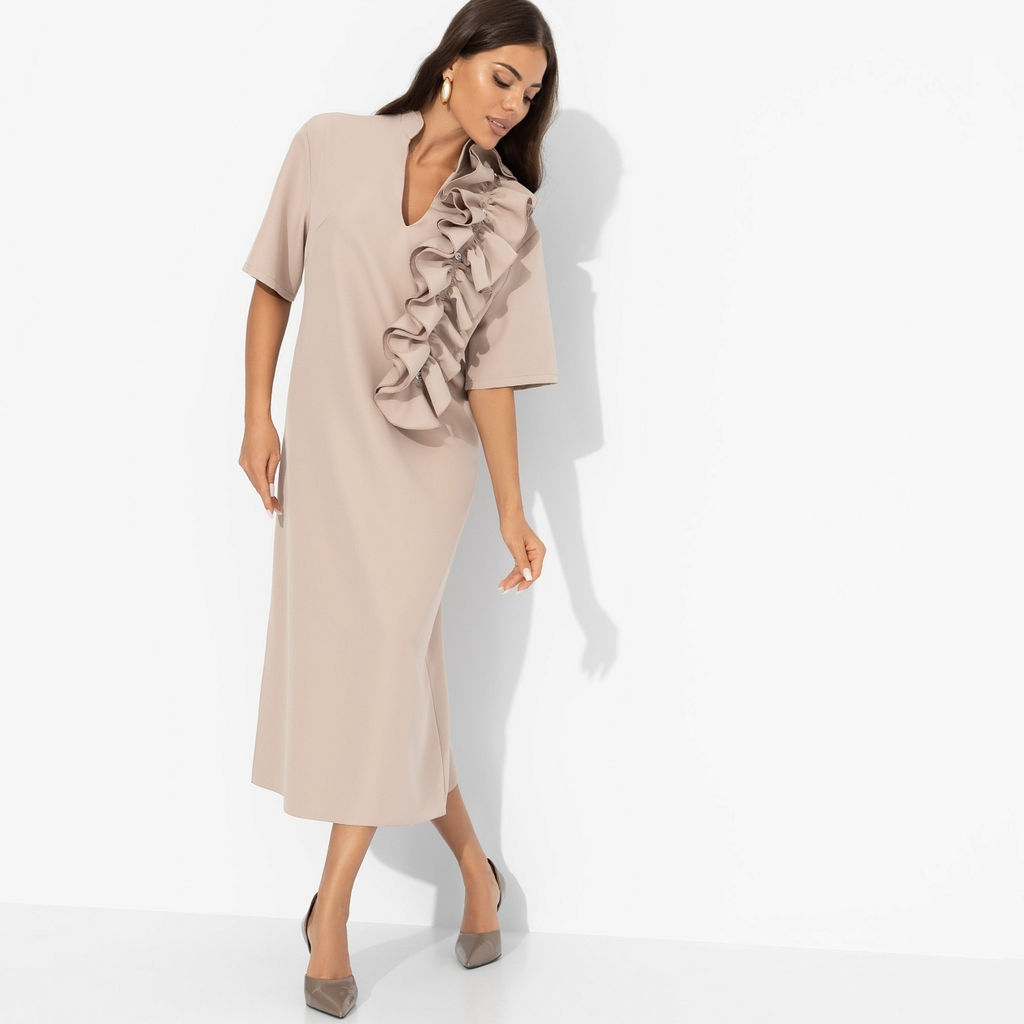 Платье со съемным объемным декором Сияние глянца (nude) - Charutti фото 2