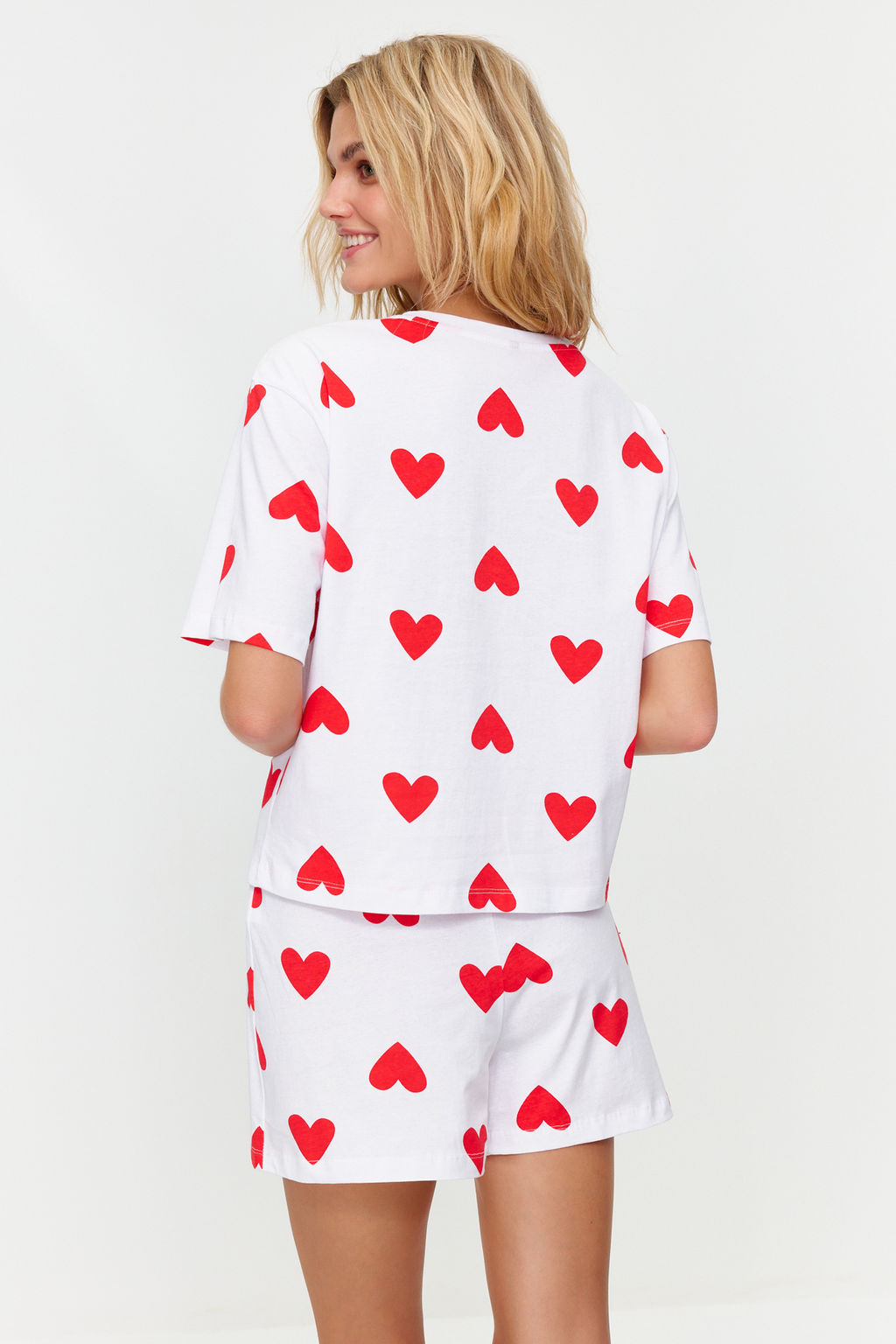 Trendyolmilla Pembe %100 Pamuklu Kalpli Sortlu Orme Pijama Tak?m? THMSS24PT00029 фото 12