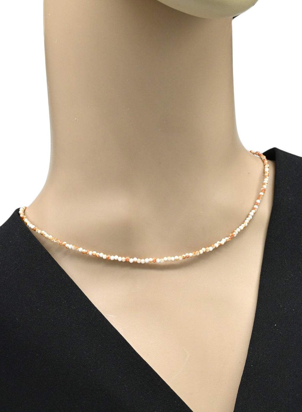 Чокер из циркона шарик гр.2мм цв.песочный, 38см