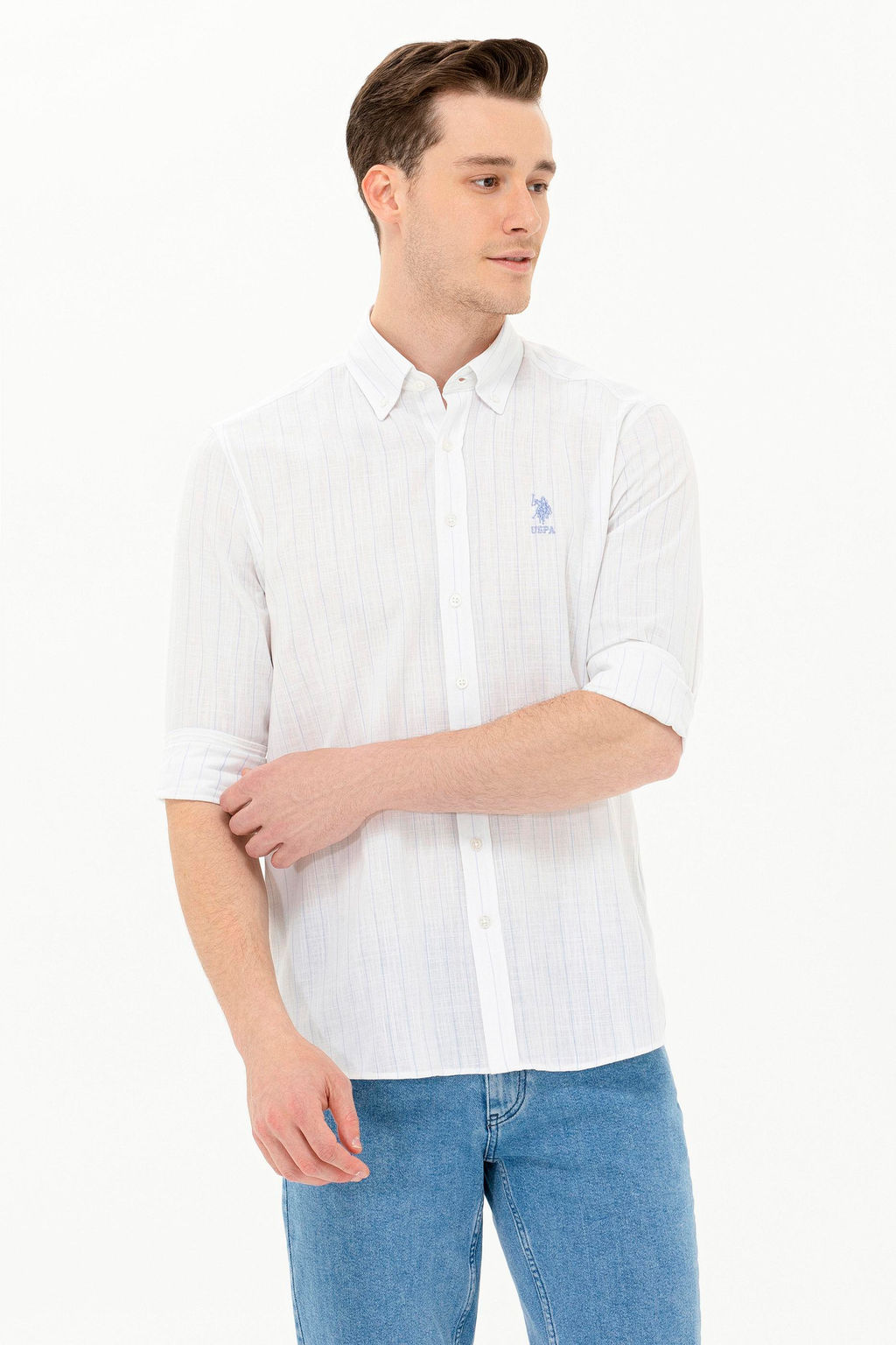 Мужская синяя рубашка с длинным рукавом - U.s. polo assn фото 15