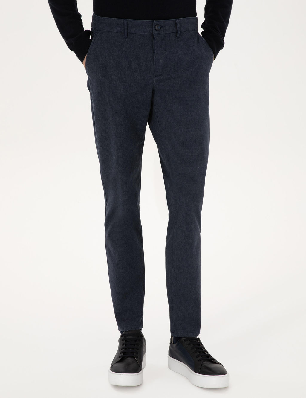 Lacivert Slim Fit Kanvas Pantolon