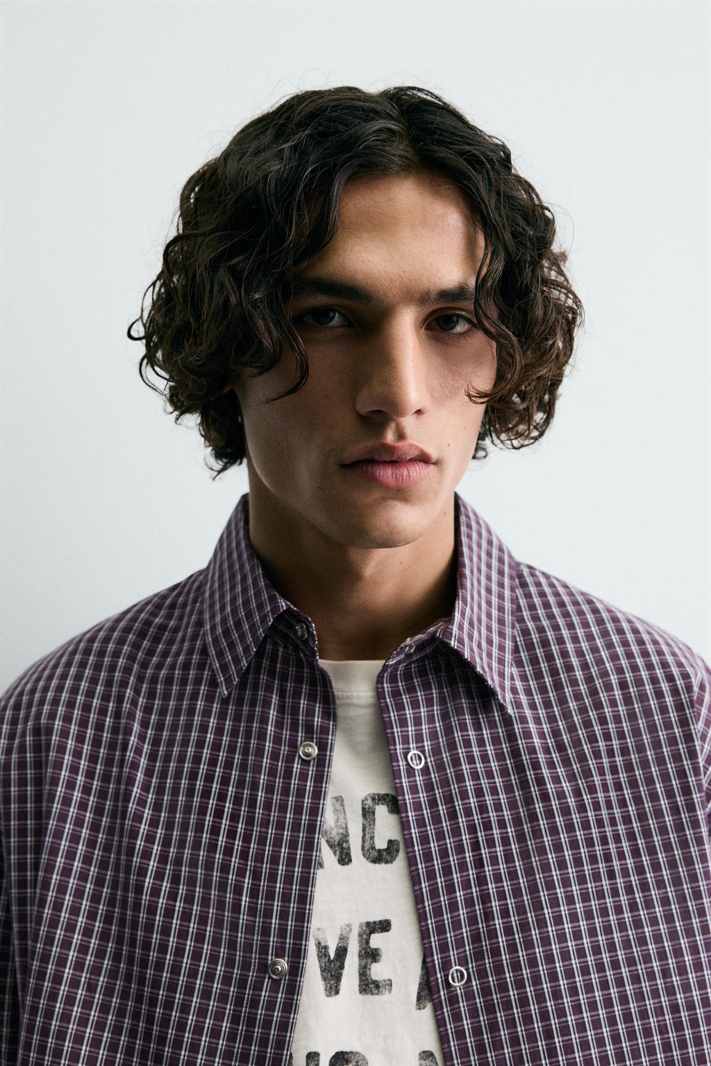 CAMISA RELAXED FIT CUADROS / Burdeos - Zara фото 5