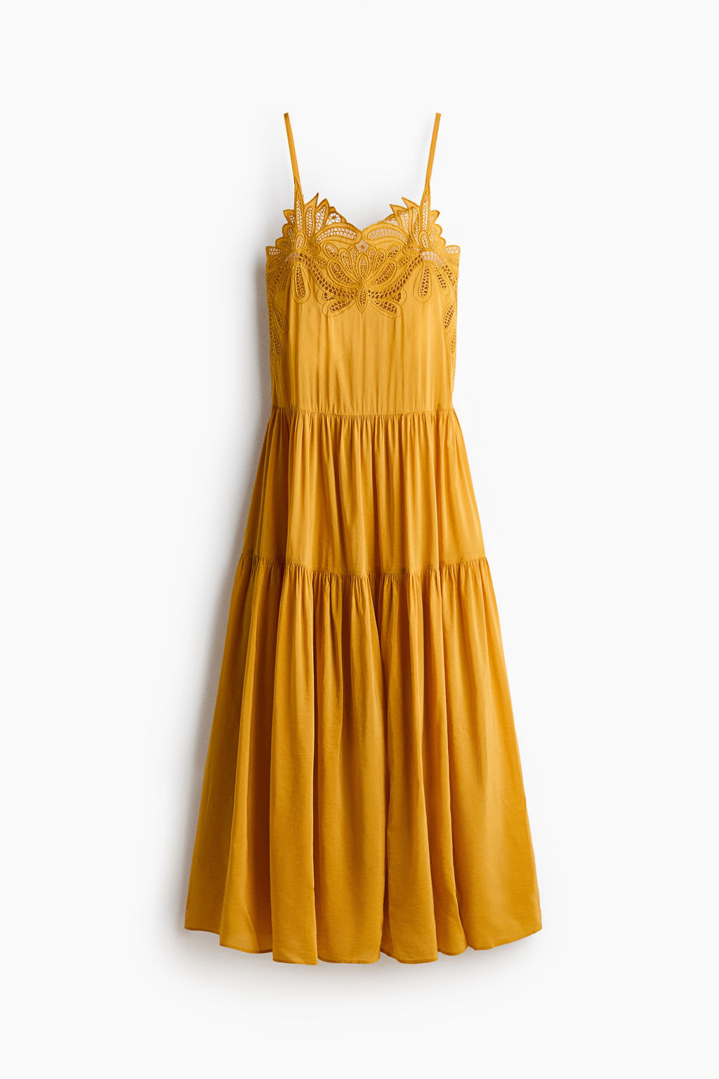 Vestido escalonado con detalles bordados