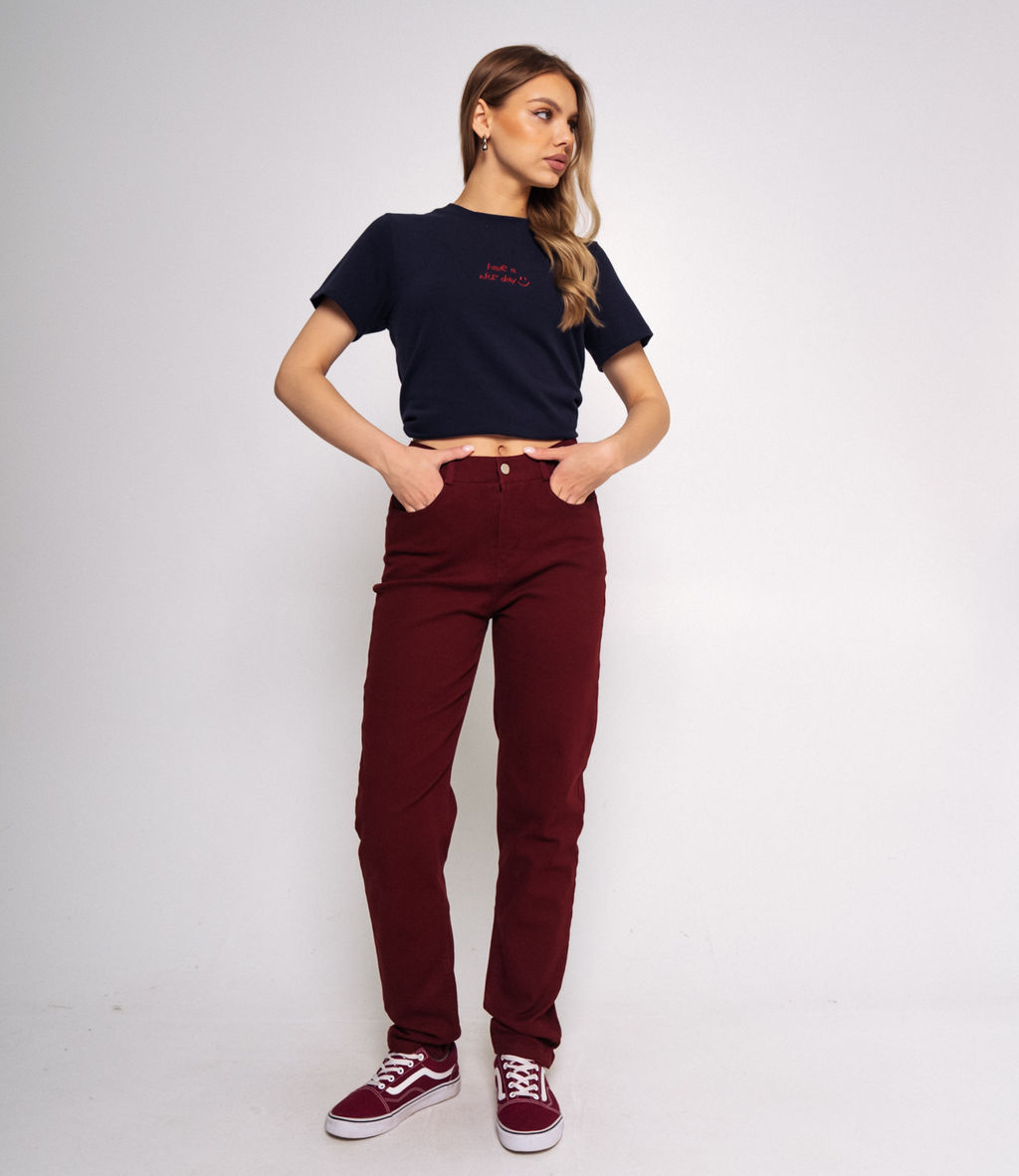 Джинсы #КТ9963, бордовый - Dommod фото 4