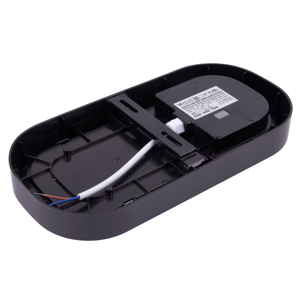 ULW-Q282 20W/3000K+4000K+6500K IP65 BLACK Светильник светодиодный влагозащищенный. Овал. Переключатель на корпусе: Теплый(3000K)/Белый(4000K)/Дневной(6500K). 255x128x50мм. Корпус черный. ТМ Volpe
