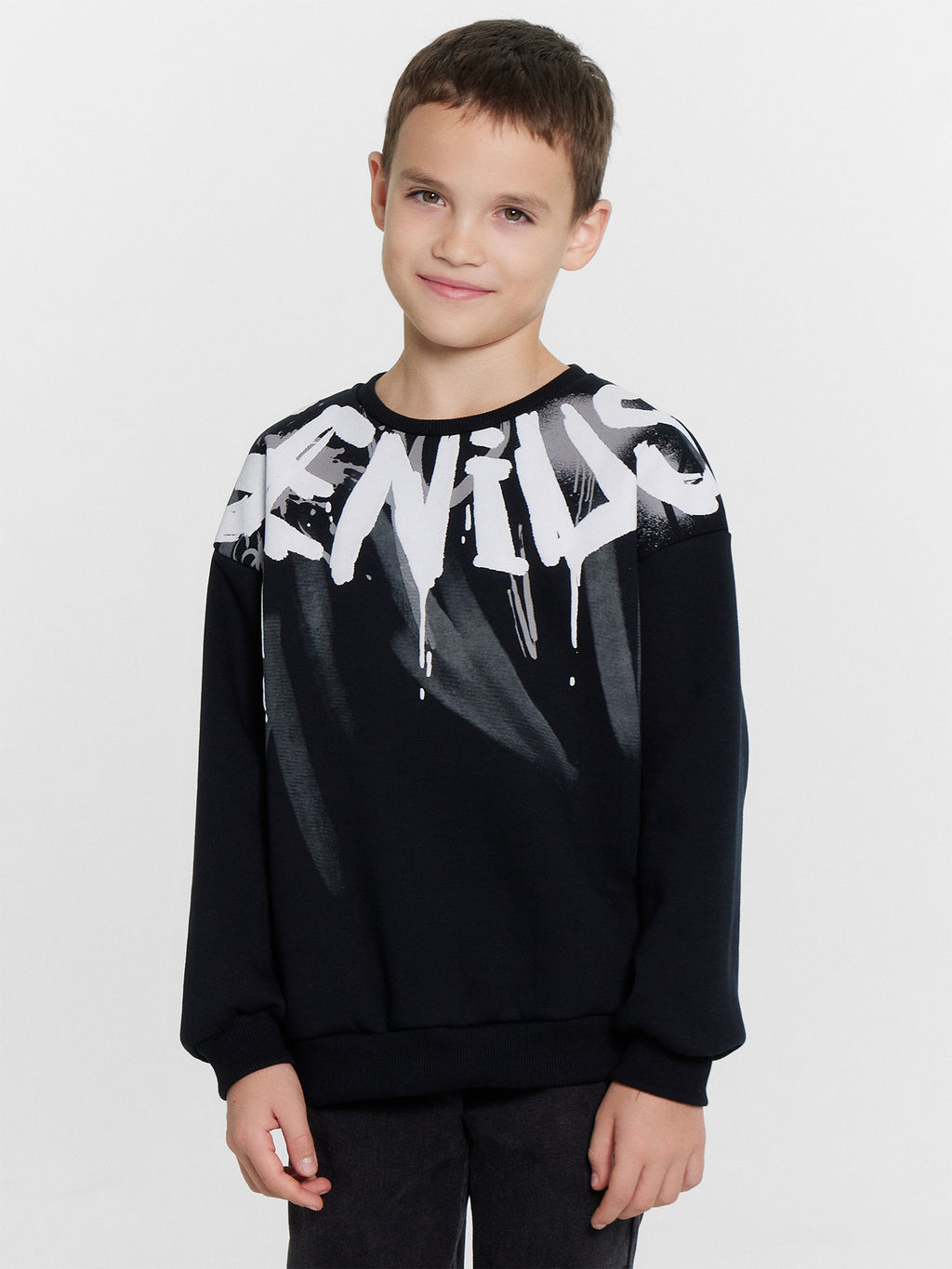 Свитшот для мальчиков черный с печатью - Mark formelle фото 2
