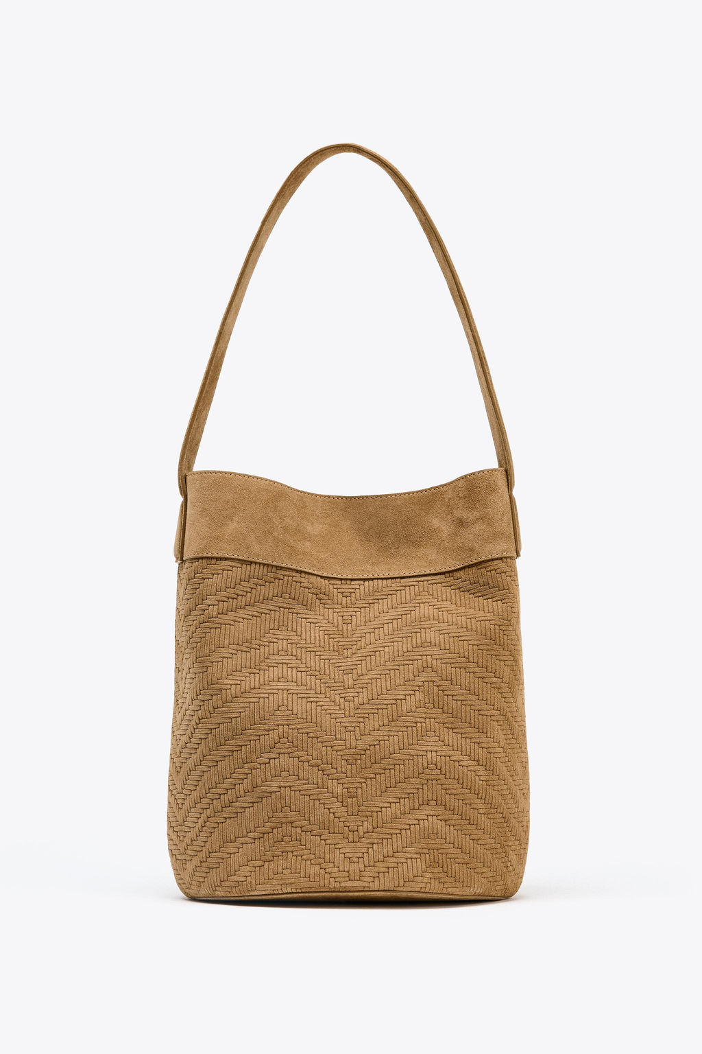 BRAIDED LEATHER MAXI BUCKET BAG - Zara фото 3