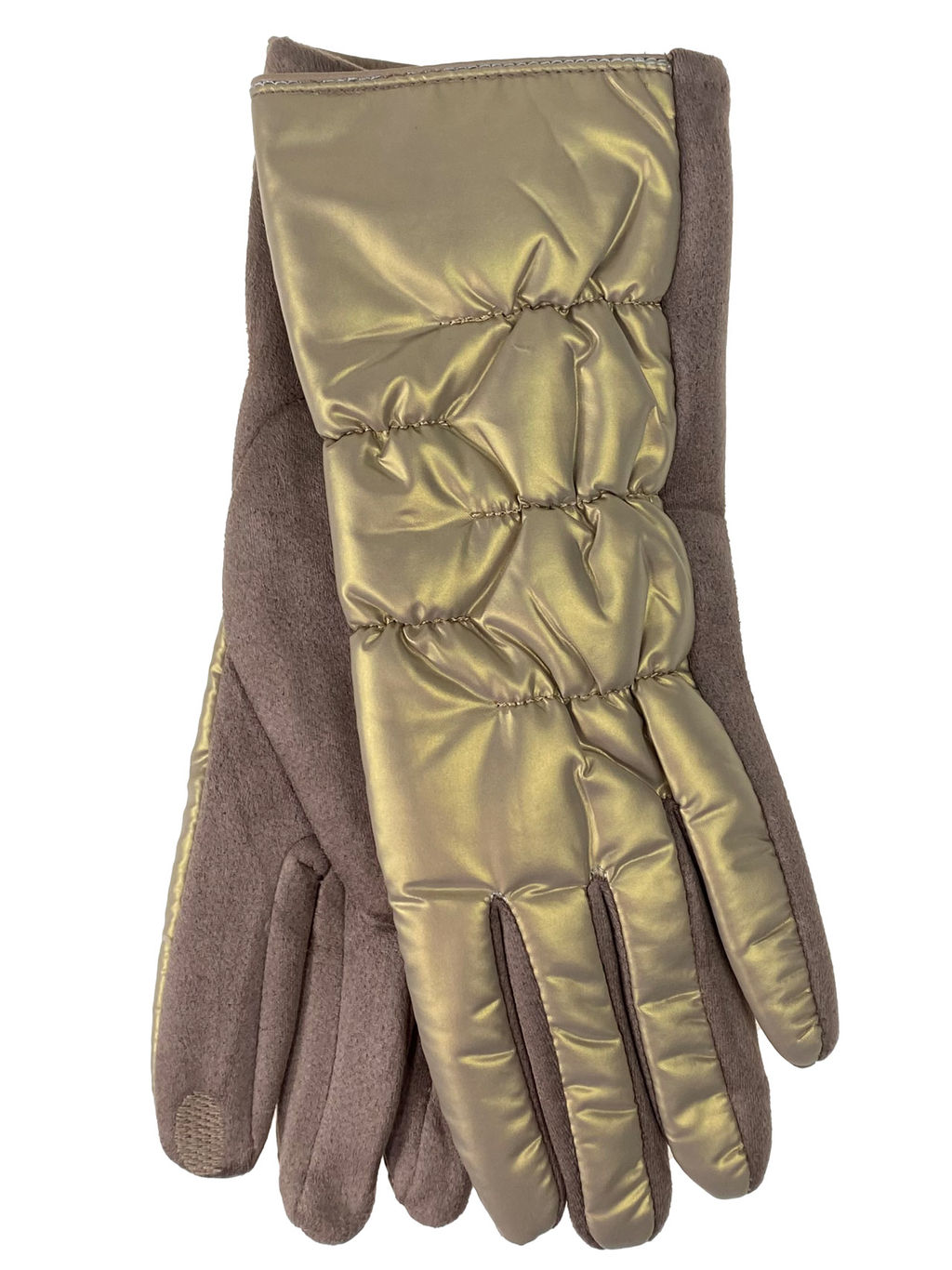 Элегантные женские перчатки из кожи и велюра, цвет шоколад - Greta фото 25