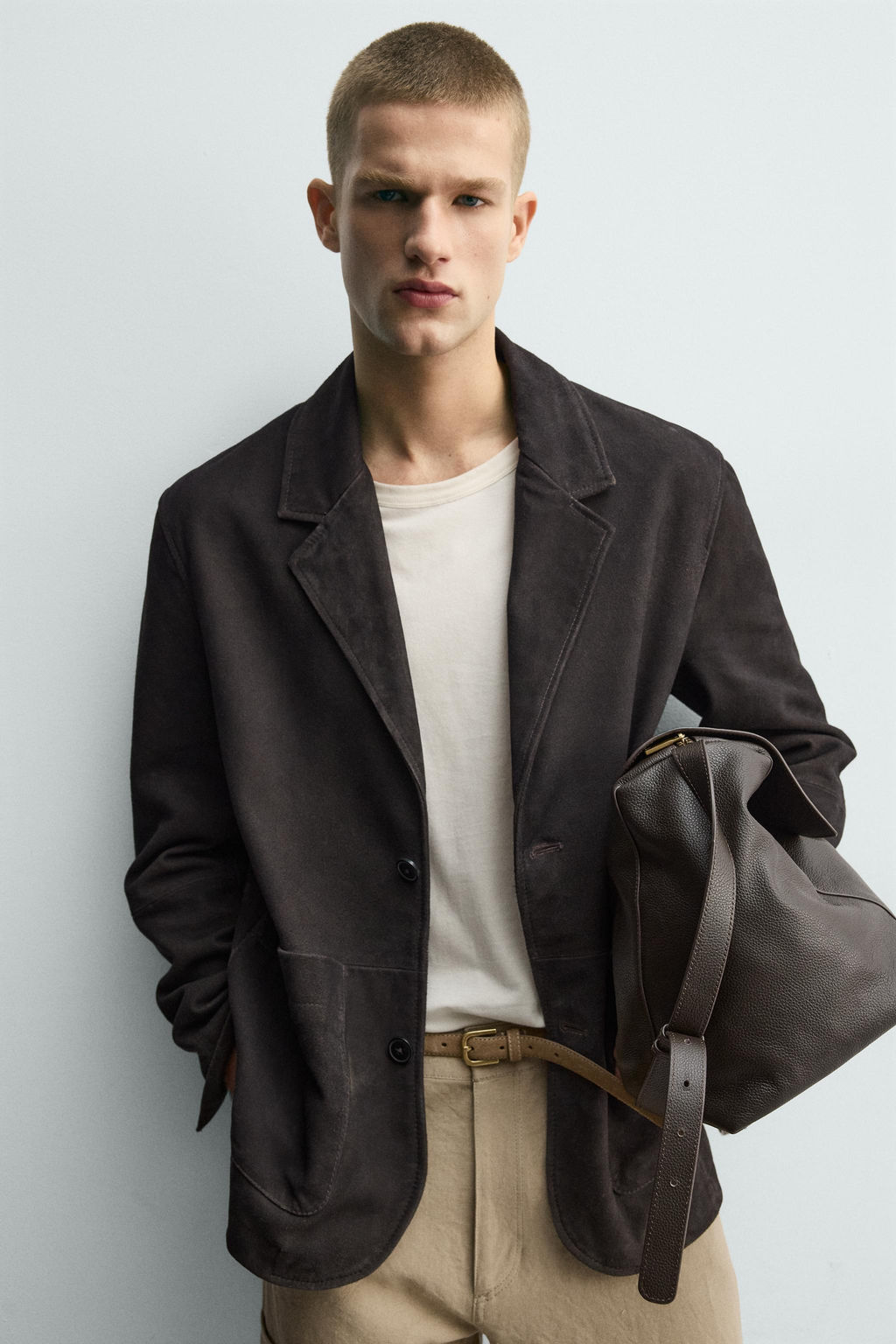 BLAZER PIEL ANTE EFECTO LAVADO / Marr?n oscuro - Zara фото 5