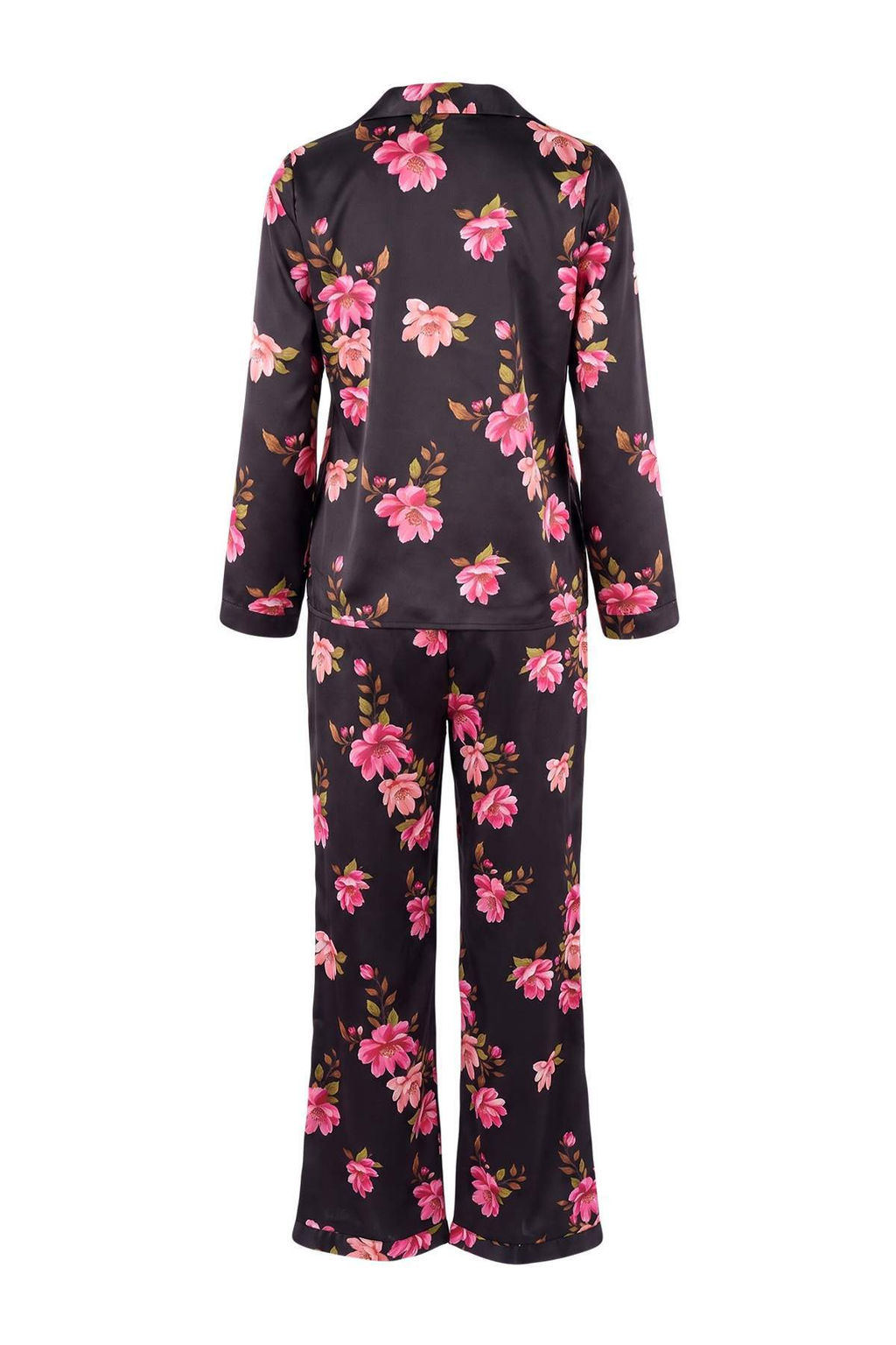 Siyah _i_ekli Saten Dokuma Pijama Tak_m_ THMAW27PT00010 - Trendyolmilla фото 2