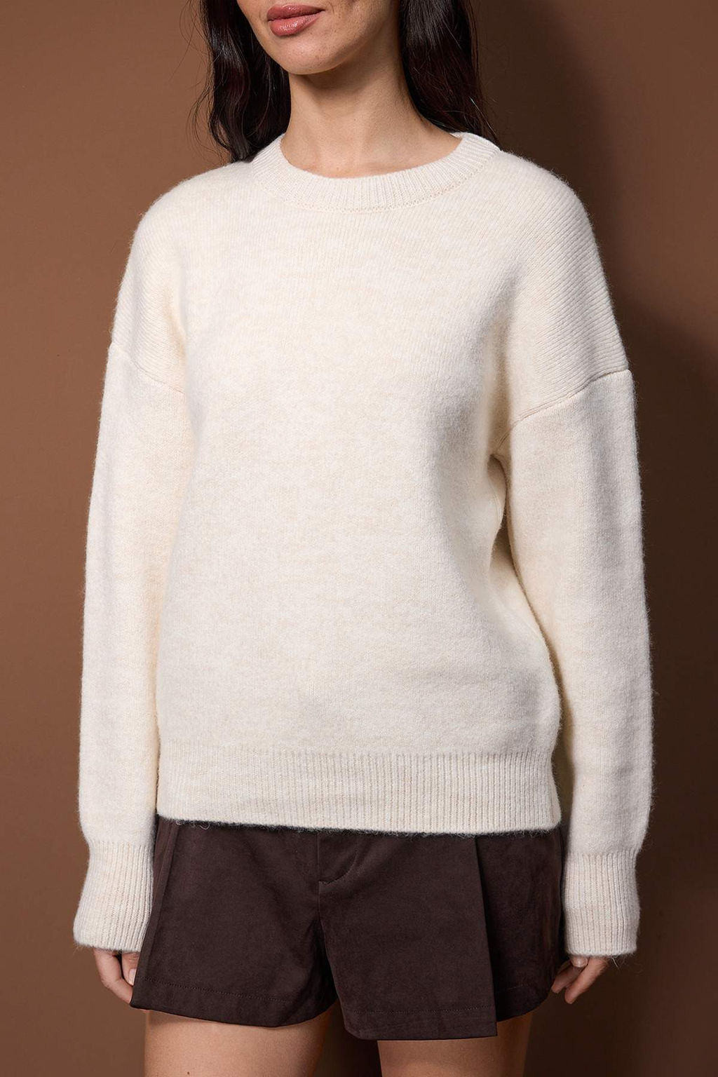 Wardrobe Essentials Kemik Yunlu Premium Iplik Basic Genis Kal?p Triko Kazak | TWOAW26KZ00065