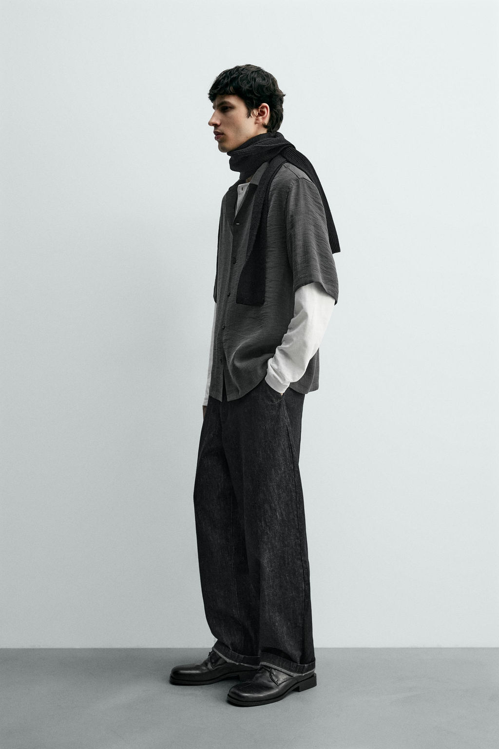 Рубашка Camisa Fluida Estructura серая
