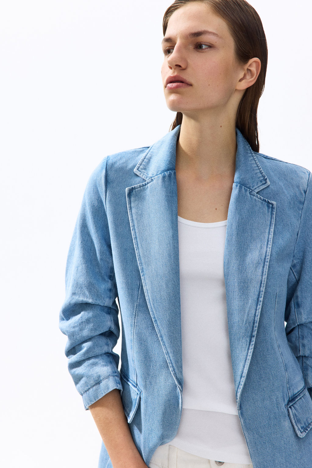 Americana denim con manga recogida - H&m фото 5