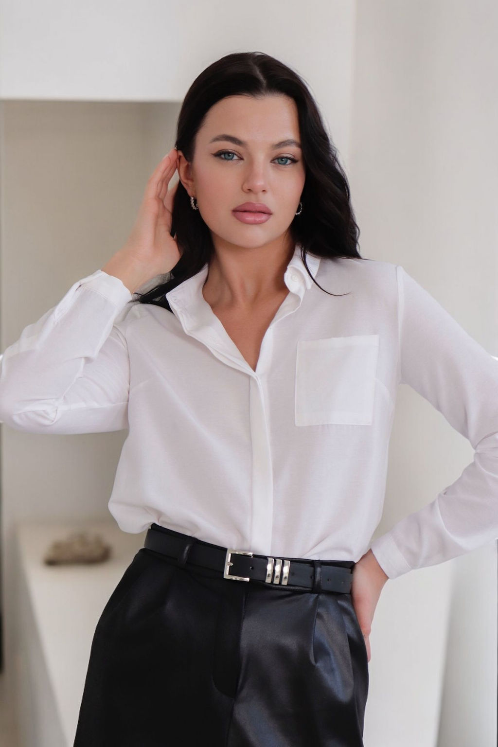 Martichelli Рубашка удлинённая с хлопком белая  фото 32