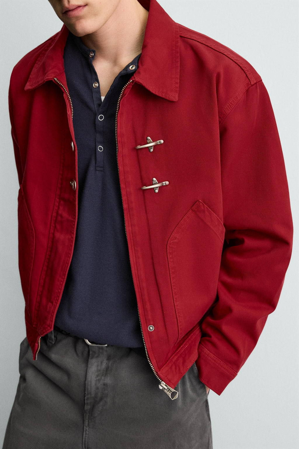 CAZADORA BOXY  FIT ALAMARES / Rojo / Negro - Zara фото 5