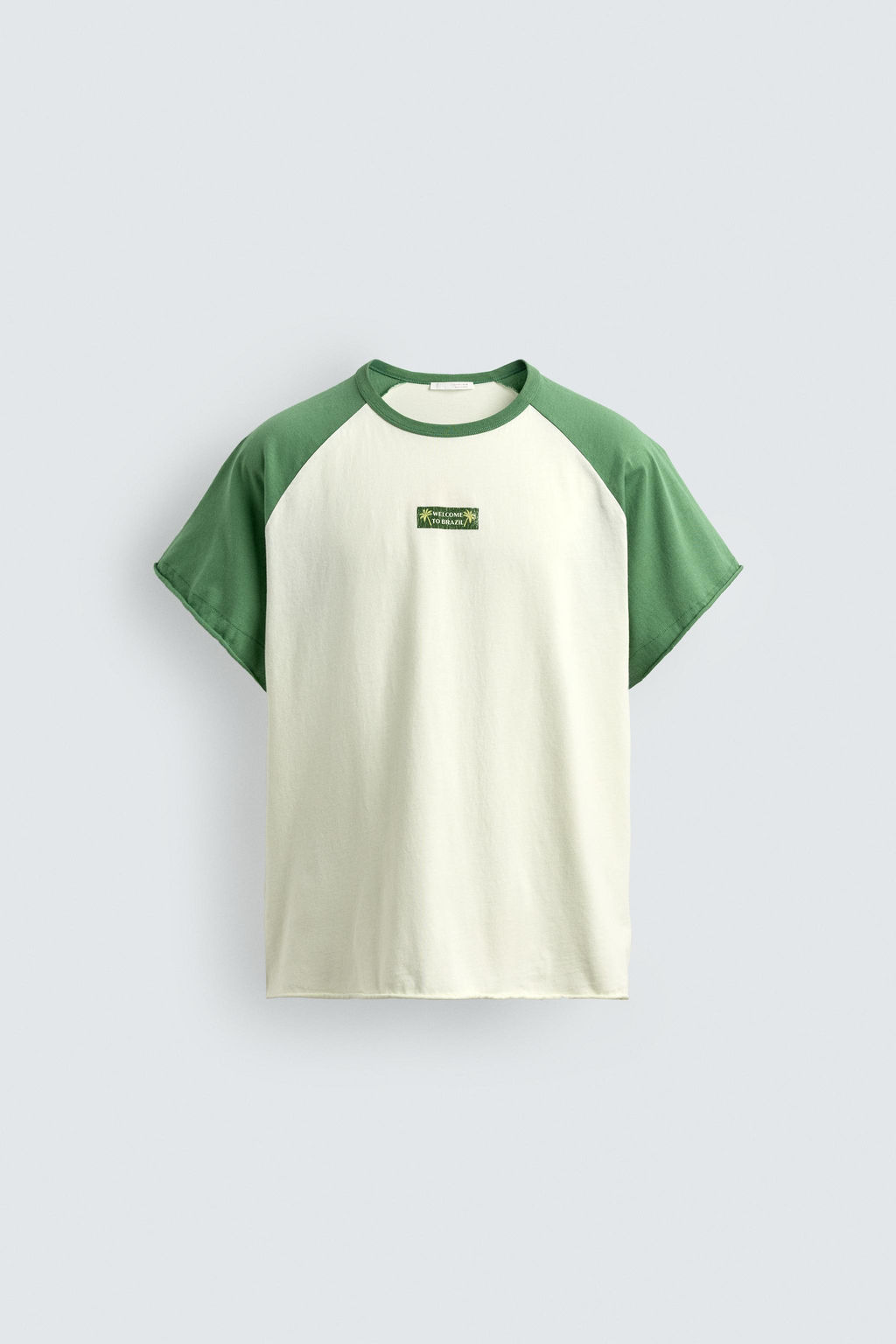 CAMISETA COLOR BLOCK ESTAMPADO BRASIL / Verde / Crudo